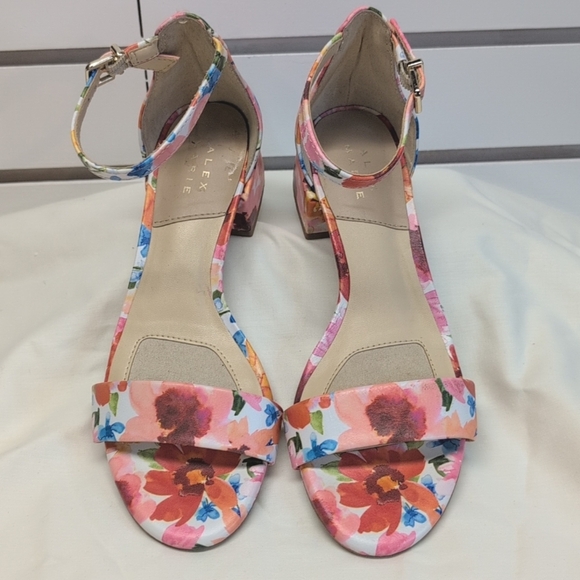Alex Marie Malahn Floral Leather Ankle Strap Block Heel Dress Sandals Size 6 - Picture 2 of 7